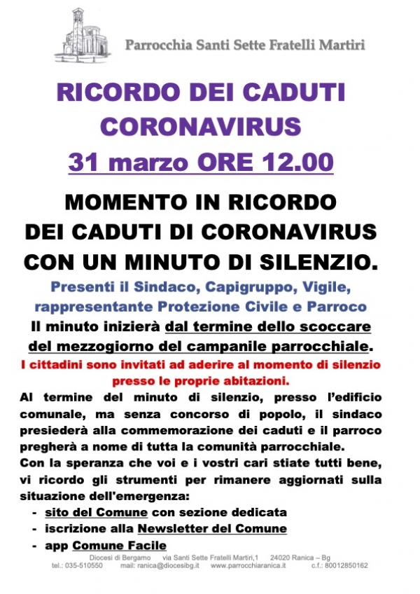 Ricordo caduti coronavirus